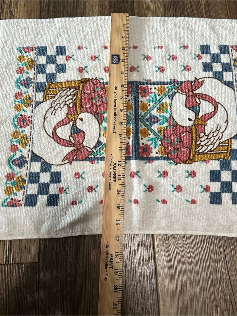 Vintage kitchen towel COUNTRY GOOSE bow flowers fruit - Picture 3 of 6